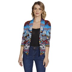 Grateful Dead Wallpapers Women s Draped Front 3/4 Sleeve Shawl Collar Jacket