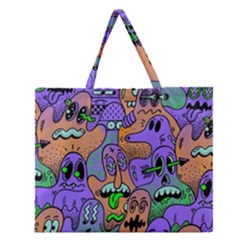 Trippy Aesthetic Halloween Zipper Large Tote Bag