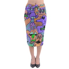 Trippy Aesthetic Halloween Midi Pencil Skirt