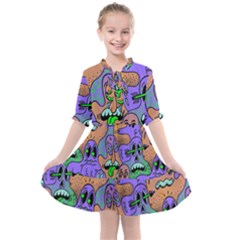 Trippy Aesthetic Halloween Kids  All Frills Chiffon Dress