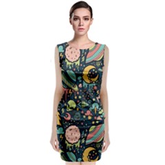 Alien Rocket Space Aesthetic Sleeveless Velvet Midi Dress