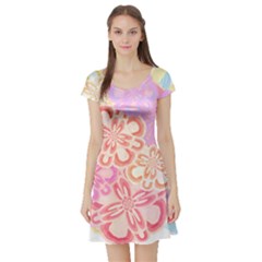 Flower Bouquet T- Shirt Tissue Paper Flower Bouquet T- Shirt Short Sleeve Skater Dress