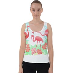 Flower Flamingo T- Shirt Floral Birds Flower Flamingo T- Shirt Velvet Tank Top by EnriqueJohnson