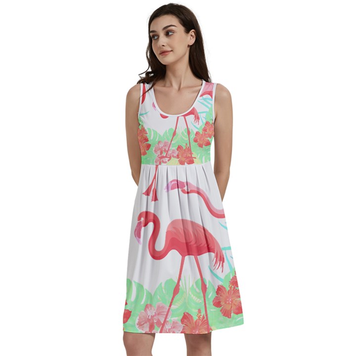 Flower Flamingo T- Shirt Floral Birds Flower Flamingo T- Shirt Classic Skater Dress