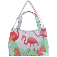 Flower Flamingo T- Shirt Floral Birds Flower Flamingo T- Shirt Double Compartment Shoulder Bag by EnriqueJohnson