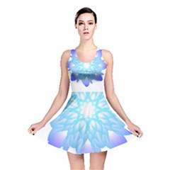 Flower Illustration T- Shirt Beautiful And Artistic Blue Flower T- Shirt Reversible Skater Dress