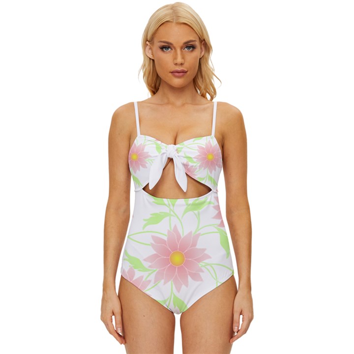 Flowers Lover T- Shirtflowers T- Shirt (5) Knot Front One-Piece Swimsuit