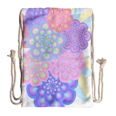 Flowers T- Shirt Flower Bouquet Pink, Purple, Blue T- Shirt Drawstring Bag (large)