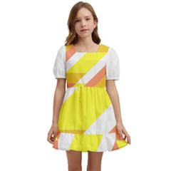 Geometric Abstract Art T- Shirt Sunrise Pattern Kids  Short Sleeve Dolly Dress