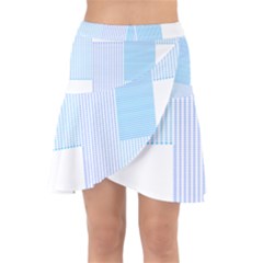 Geometric T- Shirt Blue Composition T- Shirt Wrap Front Skirt