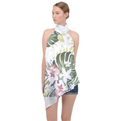 Hawaii T- Shirt Hawaii Bloom Creative T- Shirt Halter Asymmetric Satin Top