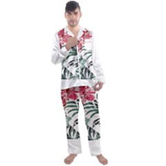 Hawaii T- Shirt Hawaii Flaw Pattern T- Shirt Men s Long Sleeve Satin Pajamas Set