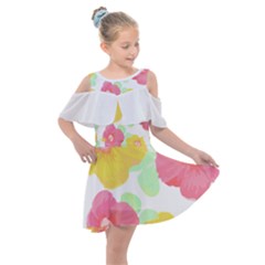 Hawaii T- Shirt Hawaii Floral Summer T- Shirt Kids  Shoulder Cutout Chiffon Dress