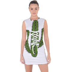 Cactus Desert Plants Rose Lace Up Front Bodycon Dress