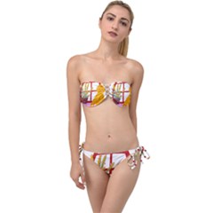 Cat Pet Ginger Art Animal Cartoon Twist Bandeau Bikini Set by uniart180623