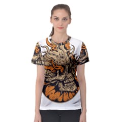 Human Skull  Skull Art Skeleton Illustration Women s Sport Mesh T-shirt