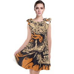 Human Skull  Skull Art Skeleton Illustration Tie Up Tunic Dress by uniart180623