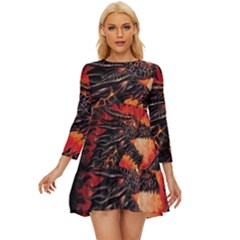 Dragon Long Sleeve Babydoll Dress by uniart180623