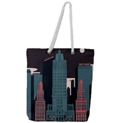 New York City Nyc Skyline Cityscape Full Print Rope Handle Tote (large) by uniart180623