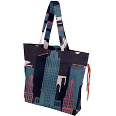 New York City Nyc Skyline Cityscape Drawstring Tote Bag by uniart180623