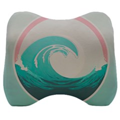 Tidal Wave Ocean Sea Tsunami Wave Minimalist Velour Head Support Cushion by uniart180623