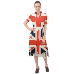 Union Jack England Uk United Kingdom London Keyhole Neckline Chiffon Dress by uniart180623