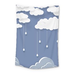 Clouds Rain Paper Raindrops Weather Sky Raining Small Tapestry by uniart180623