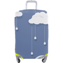 Clouds Rain Paper Raindrops Weather Sky Raining Luggage Cover (large) by uniart180623