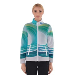 Tsunami Tidal Wave Wave Minimalist Ocean Sea Women s Bomber Jacket