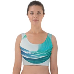 Tsunami Tidal Wave Wave Minimalist Ocean Sea Velvet Crop Top