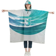 Tsunami Tidal Wave Wave Minimalist Ocean Sea Women s Hooded Rain Ponchos by uniart180623