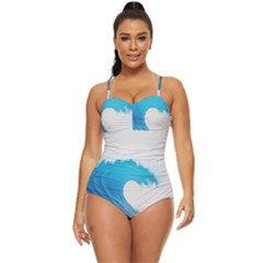 Wave Tsunami Tidal Wave Ocean Sea Water Retro Full Coverage Swimsuit by uniart180623