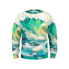 Waves Ocean Sea Tsunami Nautical Painting Kids  Sweatshirt by uniart180623