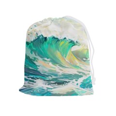 Waves Ocean Sea Tsunami Nautical Painting Drawstring Pouch (xl) by uniart180623