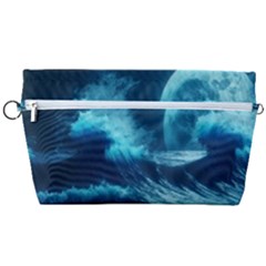 Moonlight High Tide Storm Tsunami Waves Ocean Sea Handbag Organizer by uniart180623