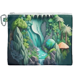 Waterfall Jungle Nature Paper Craft Trees Tropical Canvas Cosmetic Bag (xxxl) by uniart180623