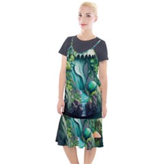 Waterfall Jungle Nature Paper Craft Trees Tropical Camis Fishtail Dress by uniart180623