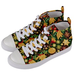 Christmas Pattern Women s Mid-top Canvas Sneakers by Valentinaart