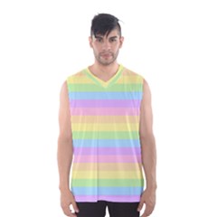 Cute Pastel Rainbow Stripes Men s Basketball Tank Top by Ket1n9