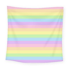 Cute Pastel Rainbow Stripes Square Tapestry (large) by Ket1n9