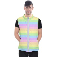 Cute Pastel Rainbow Stripes Men s Puffer Vest by Ket1n9