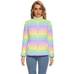 Cute Pastel Rainbow Stripes Women s Puffer Bubble Jacket Coat by Ket1n9