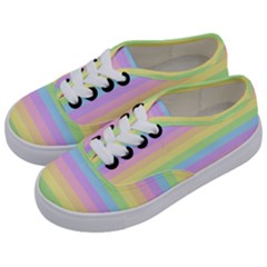 Cute Pastel Rainbow Stripes Kids  Classic Low Top Sneakers by Ket1n9