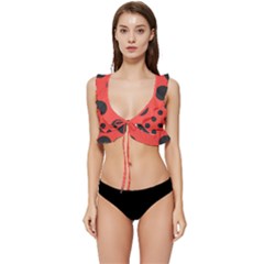 Abstract-bug-cubism-flat-insect Low Cut Ruffle Edge Bikini Top by Ket1n9