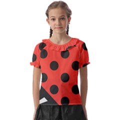 Abstract-bug-cubism-flat-insect Kids  Frill Chiffon Blouse by Ket1n9