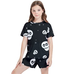 Skull Pattern Kids  T-shirt And Sports Shorts Set by Ket1n9