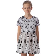 Skull-pattern- Kids  Short Sleeve Pinafore Style Dress by Ket1n9