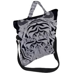 Tiger Head Fold Over Handle Tote Bag by Ket1n9