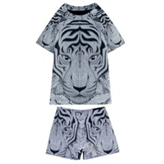 Tiger Head Kids  Swim T-shirt And Shorts Set by Ket1n9