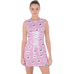 Girly Girlie Punk Skull Lace Up Front Bodycon Dress by Ket1n9